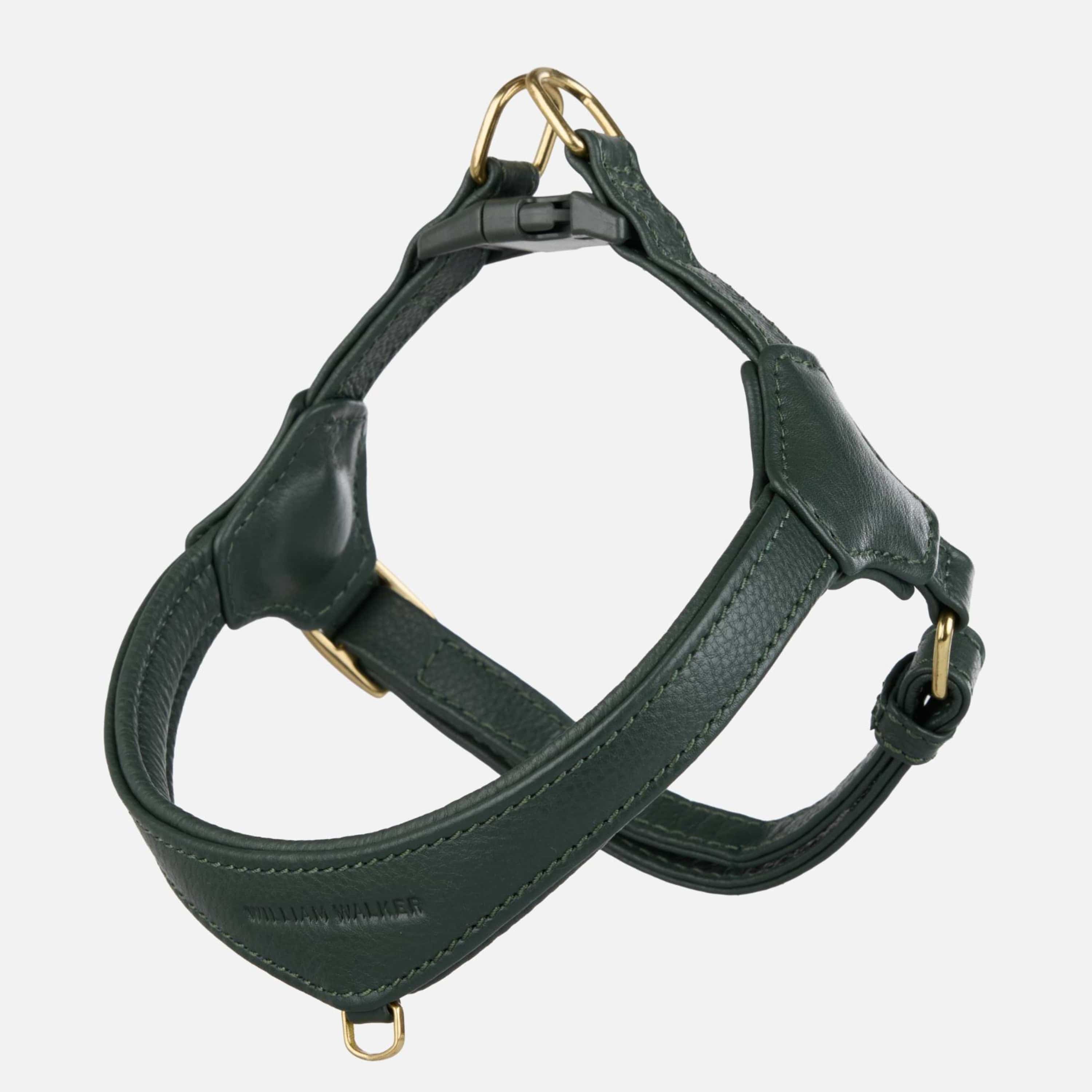 William Walker Step-In Leder Geschirr Pico für kleine Hunde Dark Moss / 1
