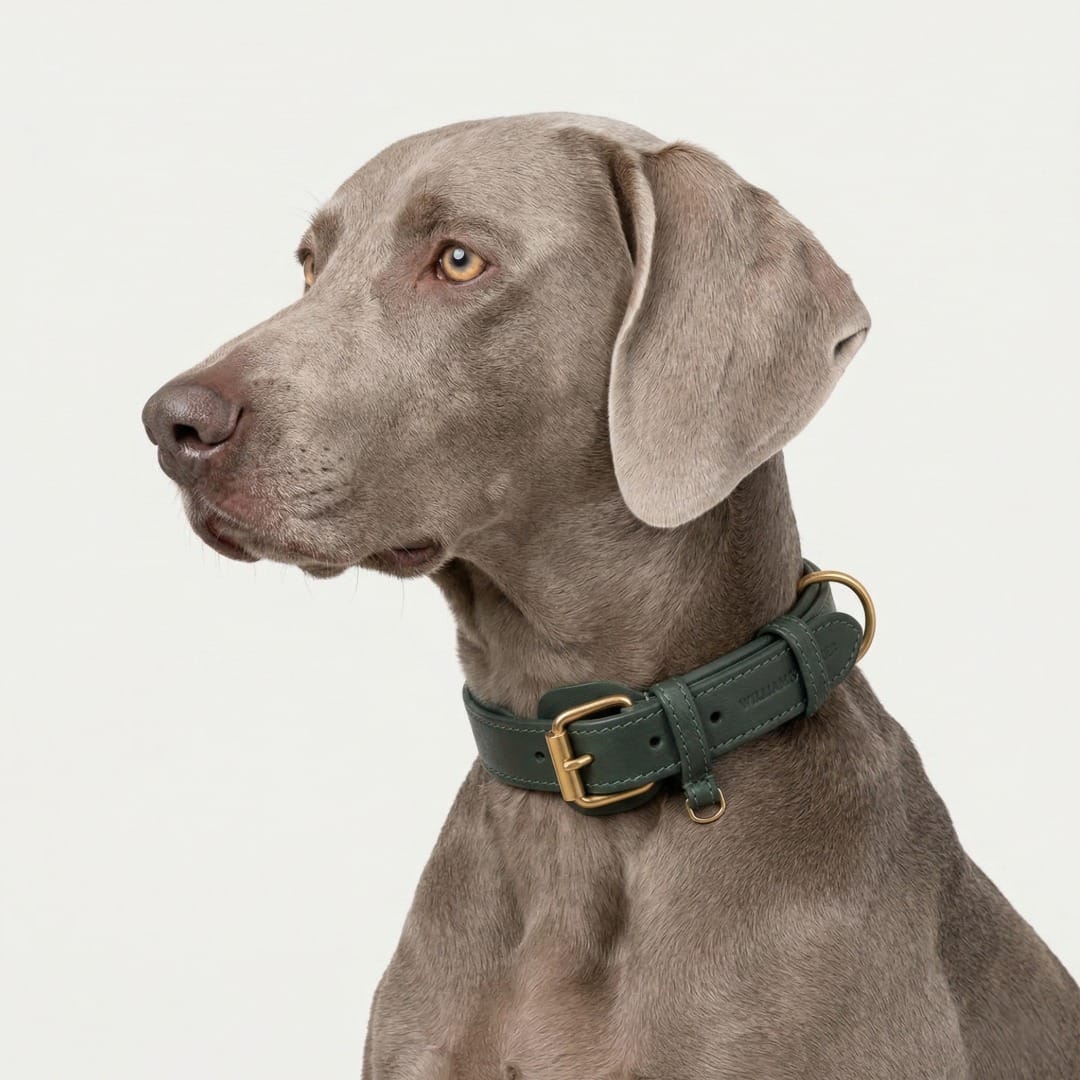 William Walker Leder Hundehalsband Dark Moss (Waldgrün)