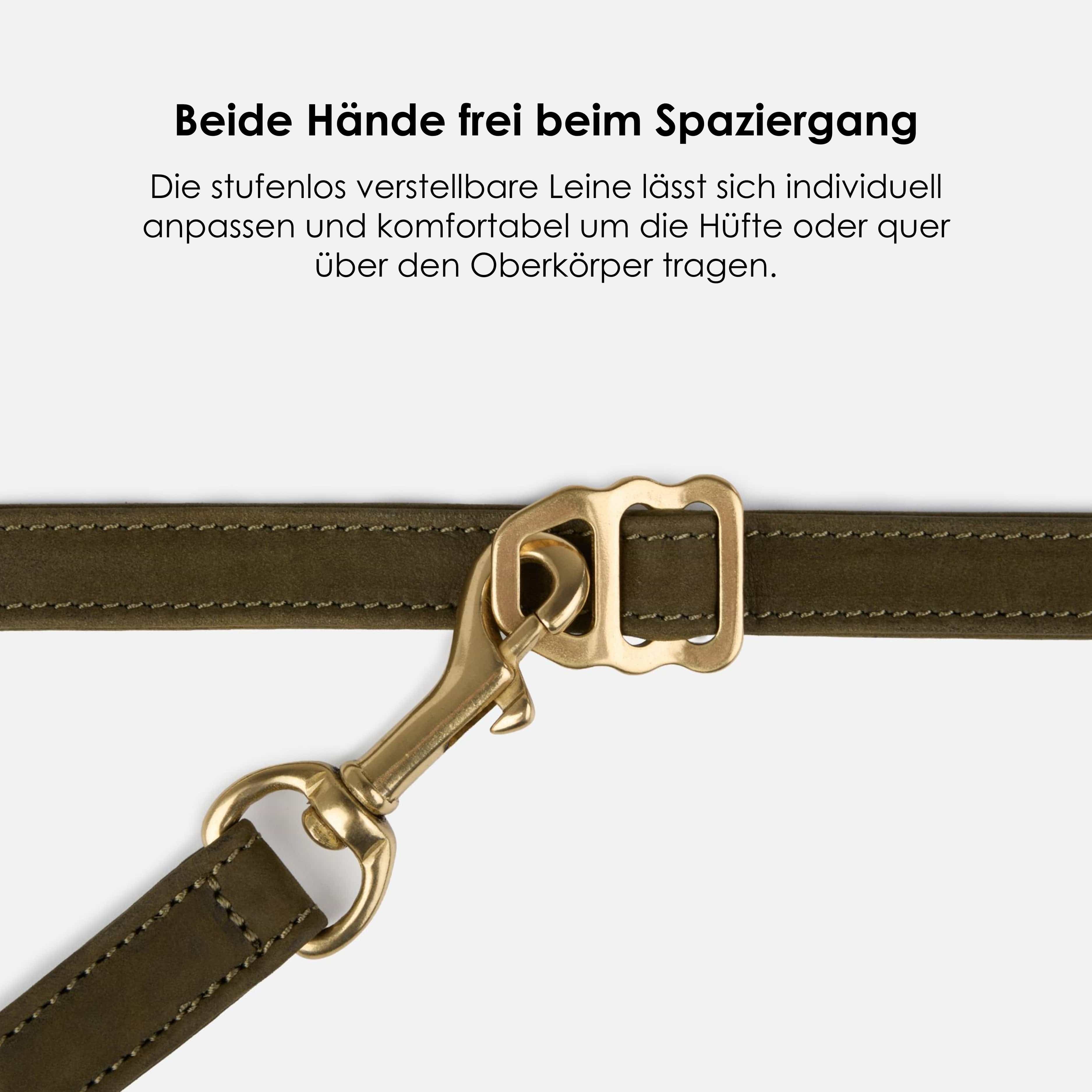 William Walker Hundeleine aus wasserfestem Nubukleder stufenlos verstellbar Handsfree