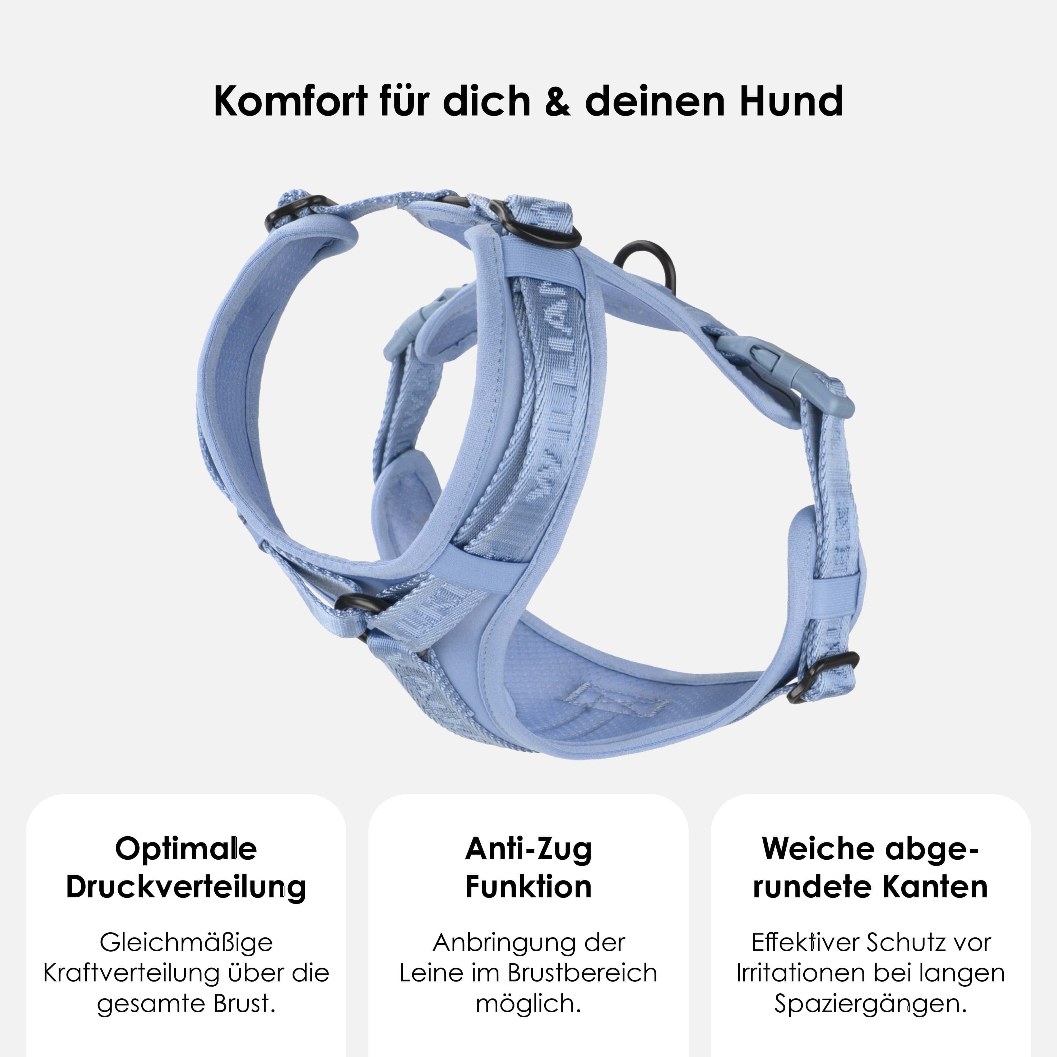 William Walker Hochwertiges Y-Hundegeschirr Sky (blau)