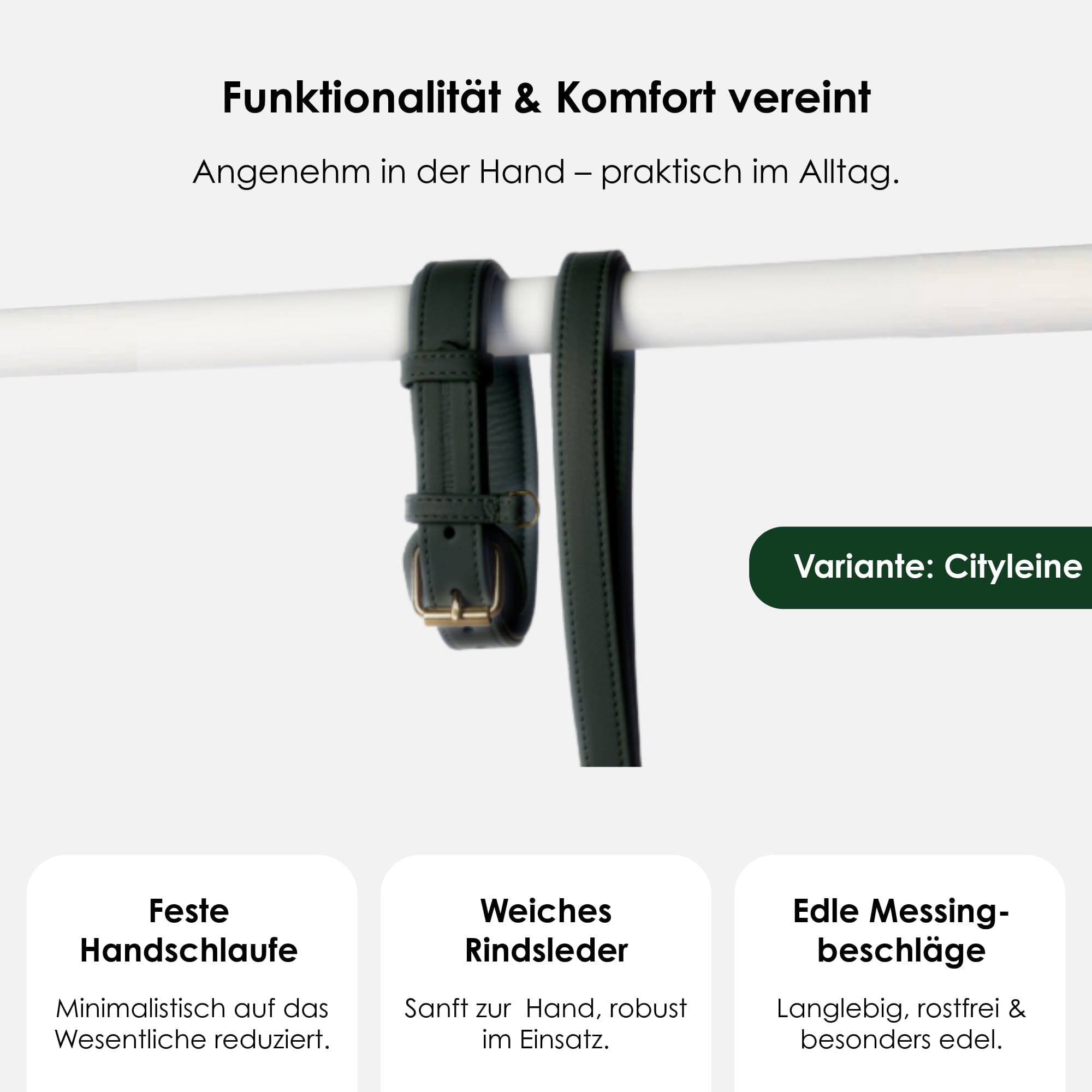 William Walker Hochwertige Leder Hundeleine Dark Moss (Waldgrün)