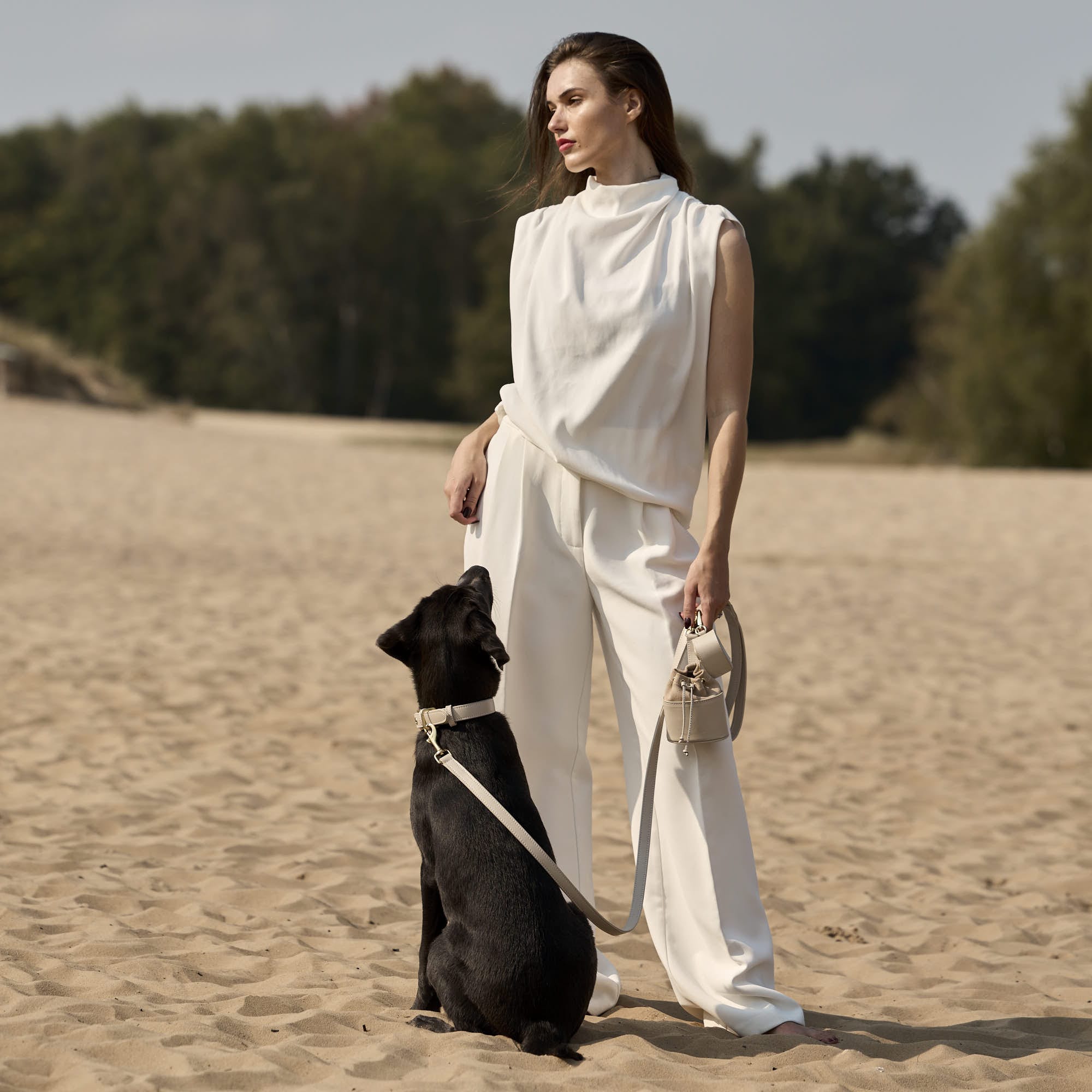 William Walker Glattleder Hundehalsband Almond