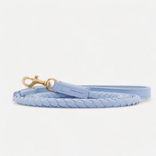 Laisse pour chien haut de gamme en cuir Twisted Sky (bleu bébé)