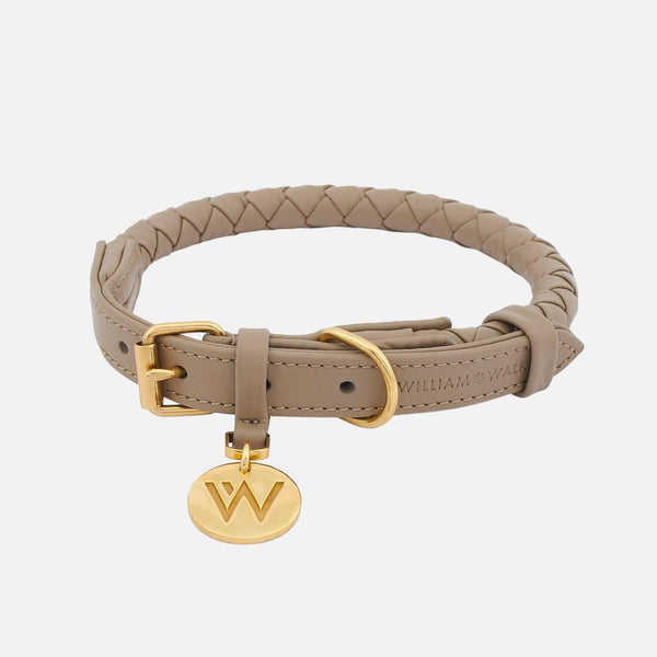 Collier pour chien en cuir Twisted Sand (Beige)
