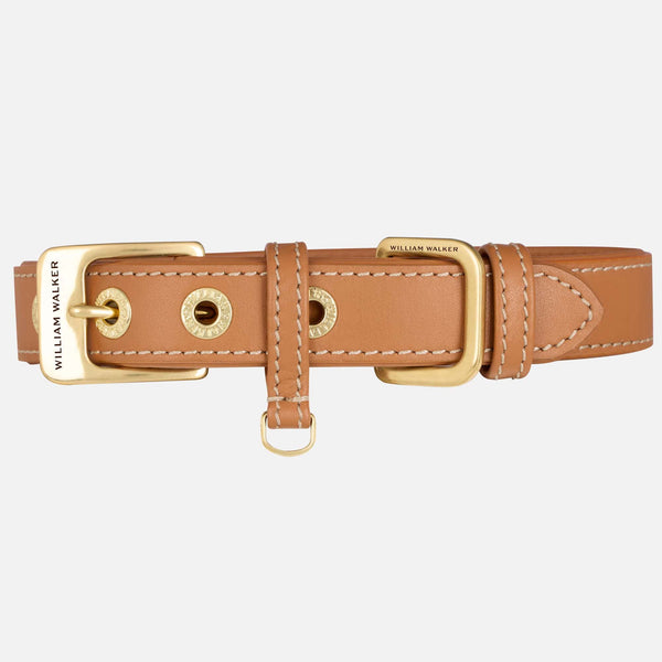 Collier pour chien en cuir lisse Caramel (marron)