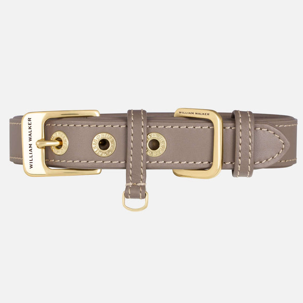Collier pour chien en cuir lisse Pebble (Taupe)