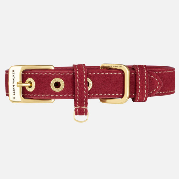 Collier pour chien en daim Lambrusco (rouge bordeaux)